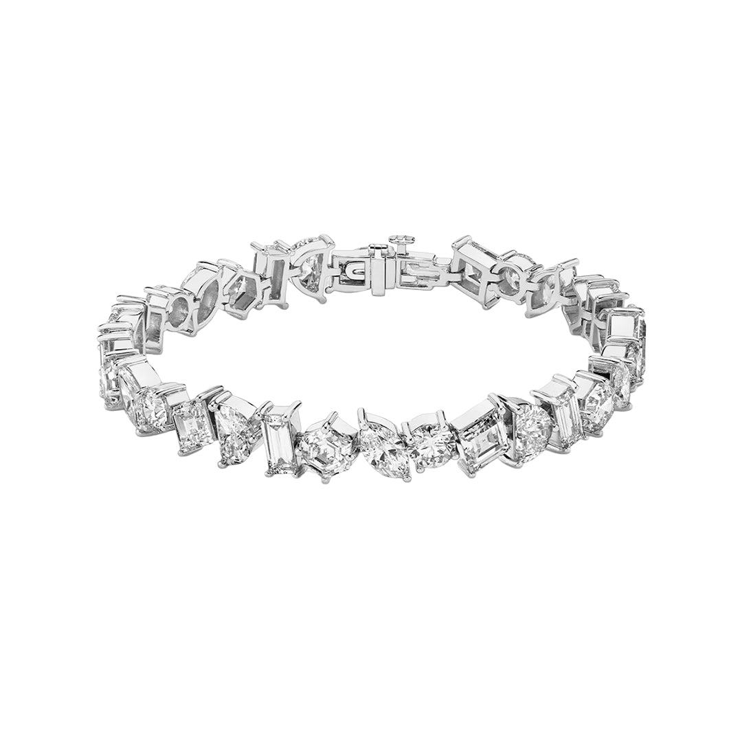 Mixed Cut Diamond Tennis Bracelet in Gold