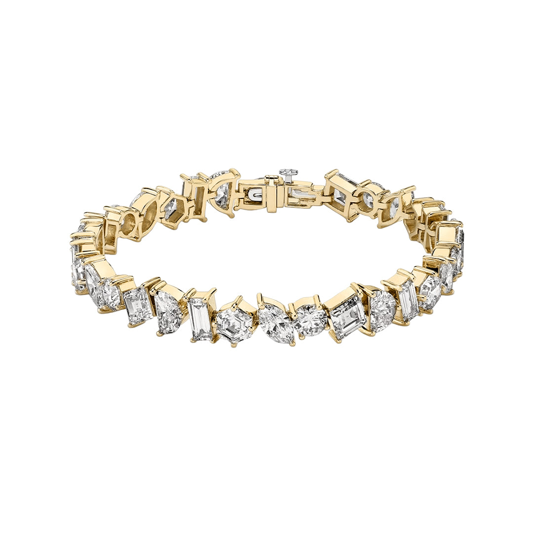 Mixed Cut Diamond Tennis Bracelet in Gold