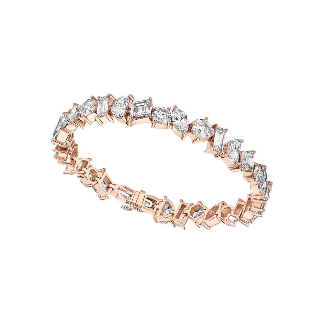 Mixed Cut Diamond Tennis Bracelet in Gold
