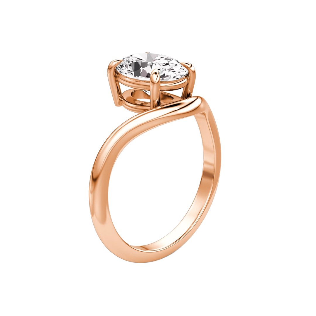 Oval Solitaire Diamond Curve Engagement Ring in Gold
