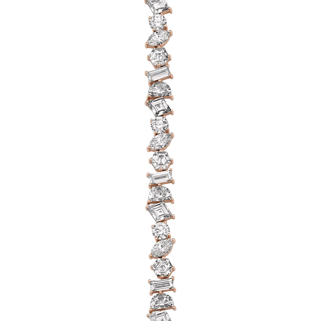 Mixed Cut Diamond Tennis Bracelet in Gold