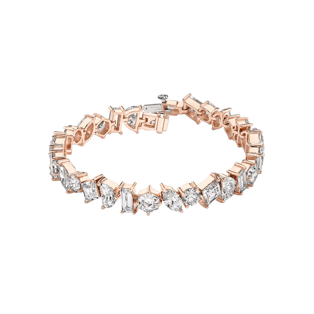 Mixed Cut Diamond Tennis Bracelet in Gold