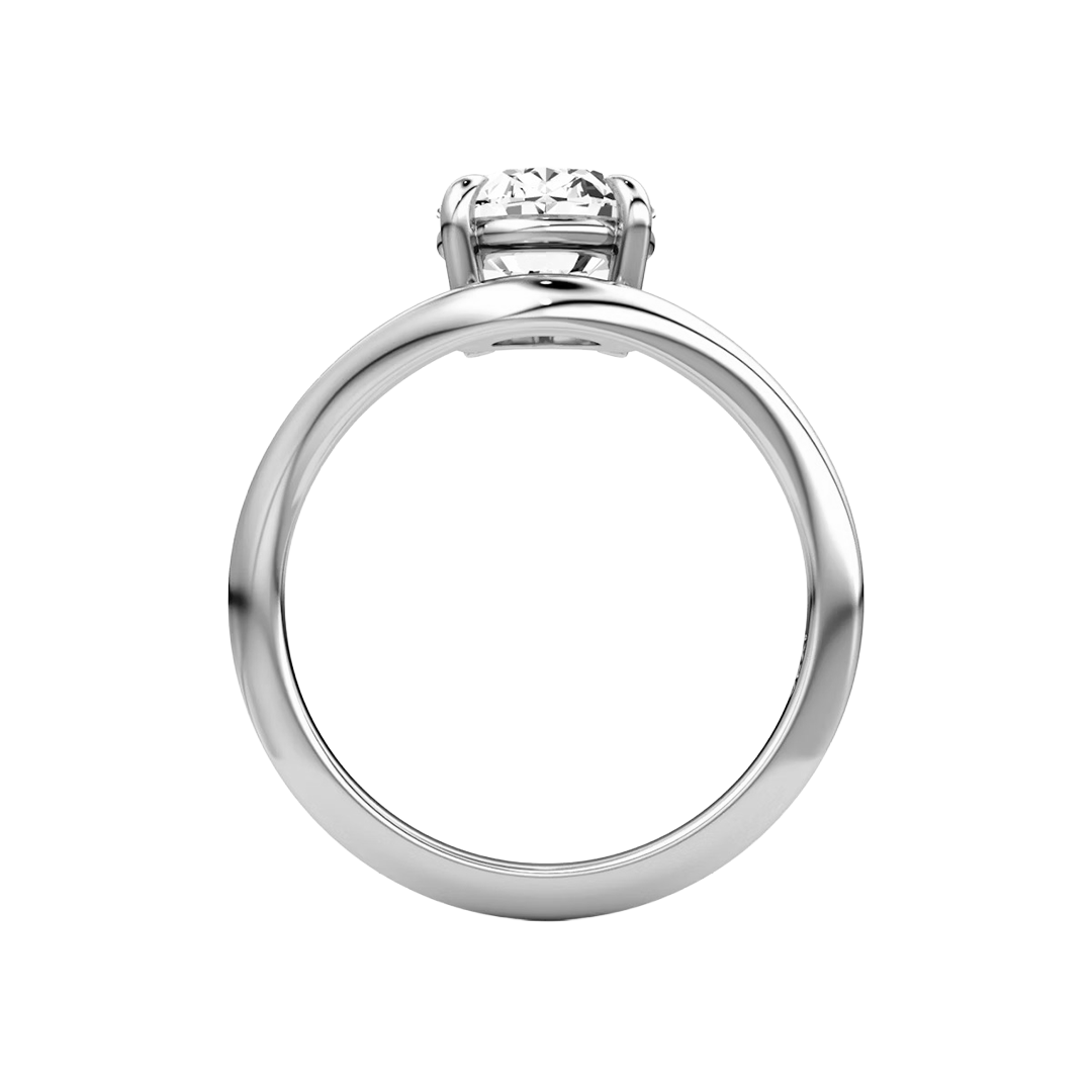 Oval Solitaire Diamond Curve Engagement Ring in Gold