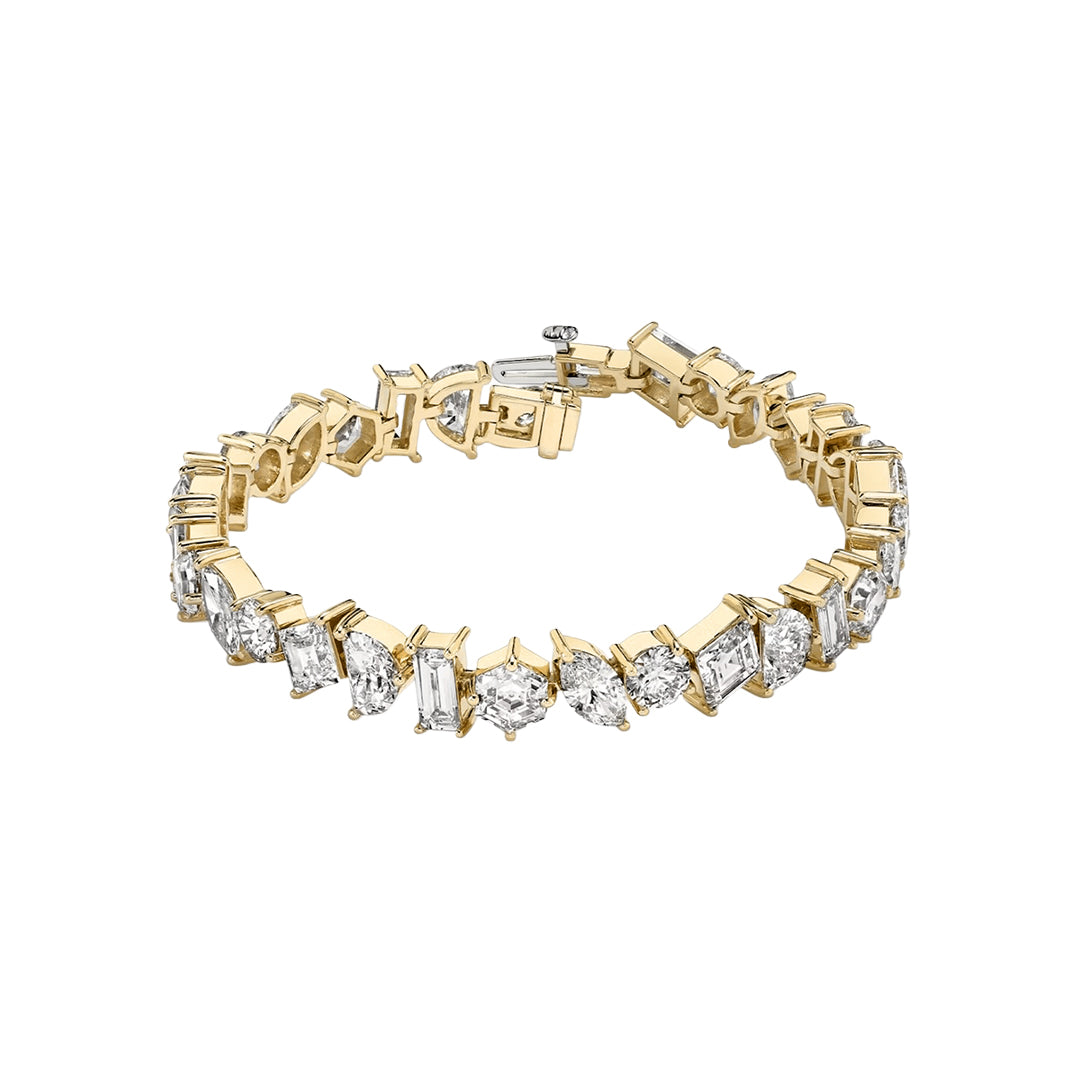 Mixed Cut Diamond Tennis Bracelet in Gold