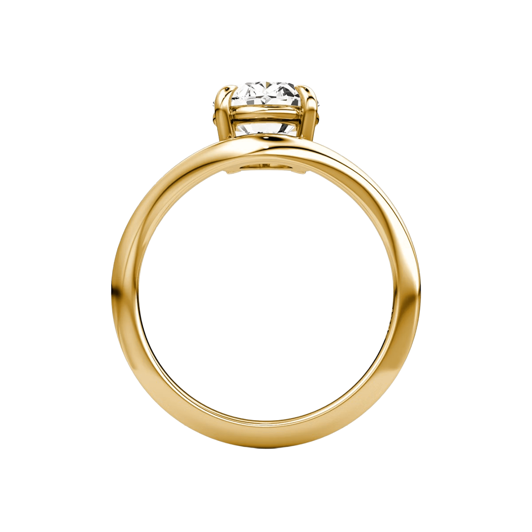 Oval Solitaire Diamond Curve Engagement Ring in Gold