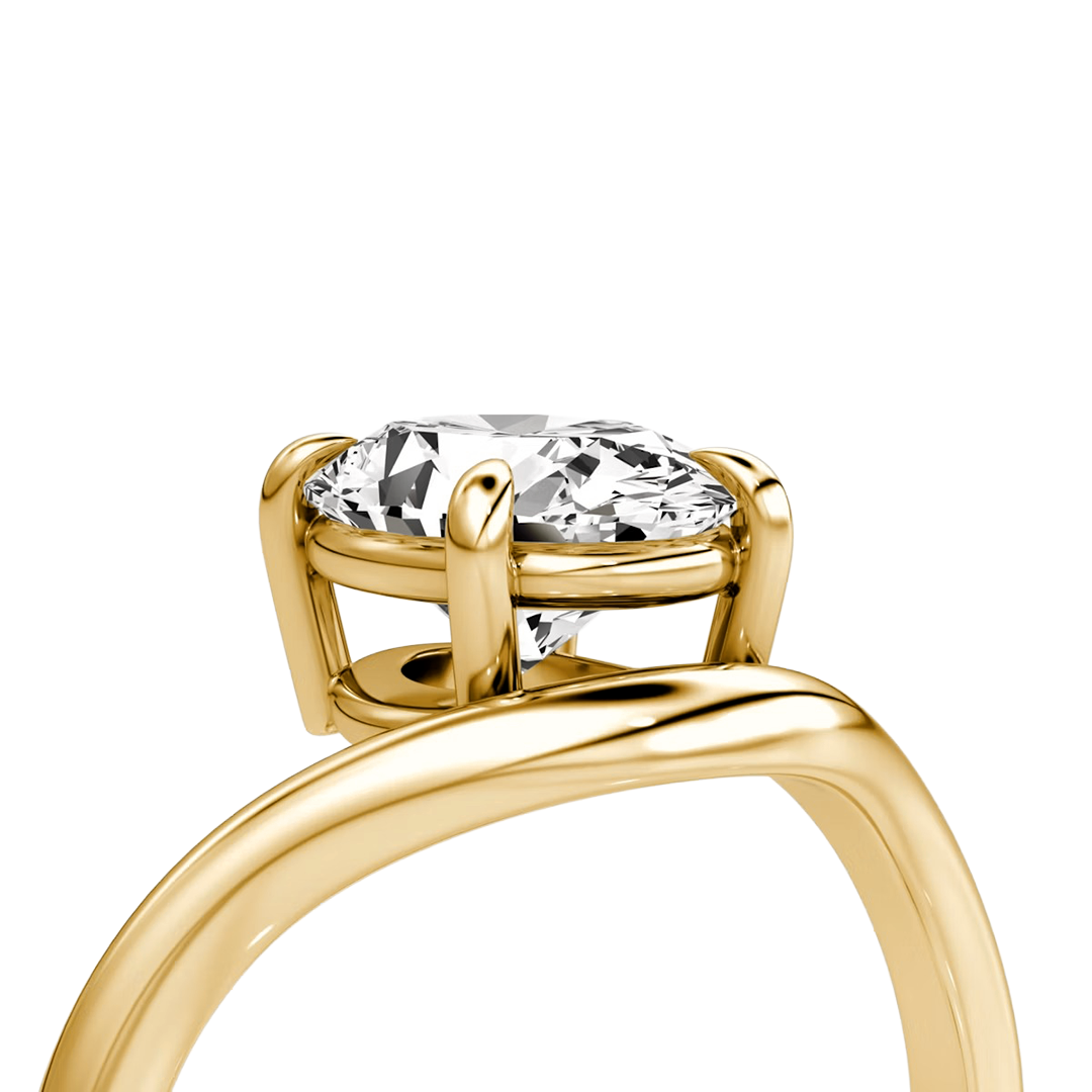 Oval Solitaire Diamond Curve Engagement Ring in Gold