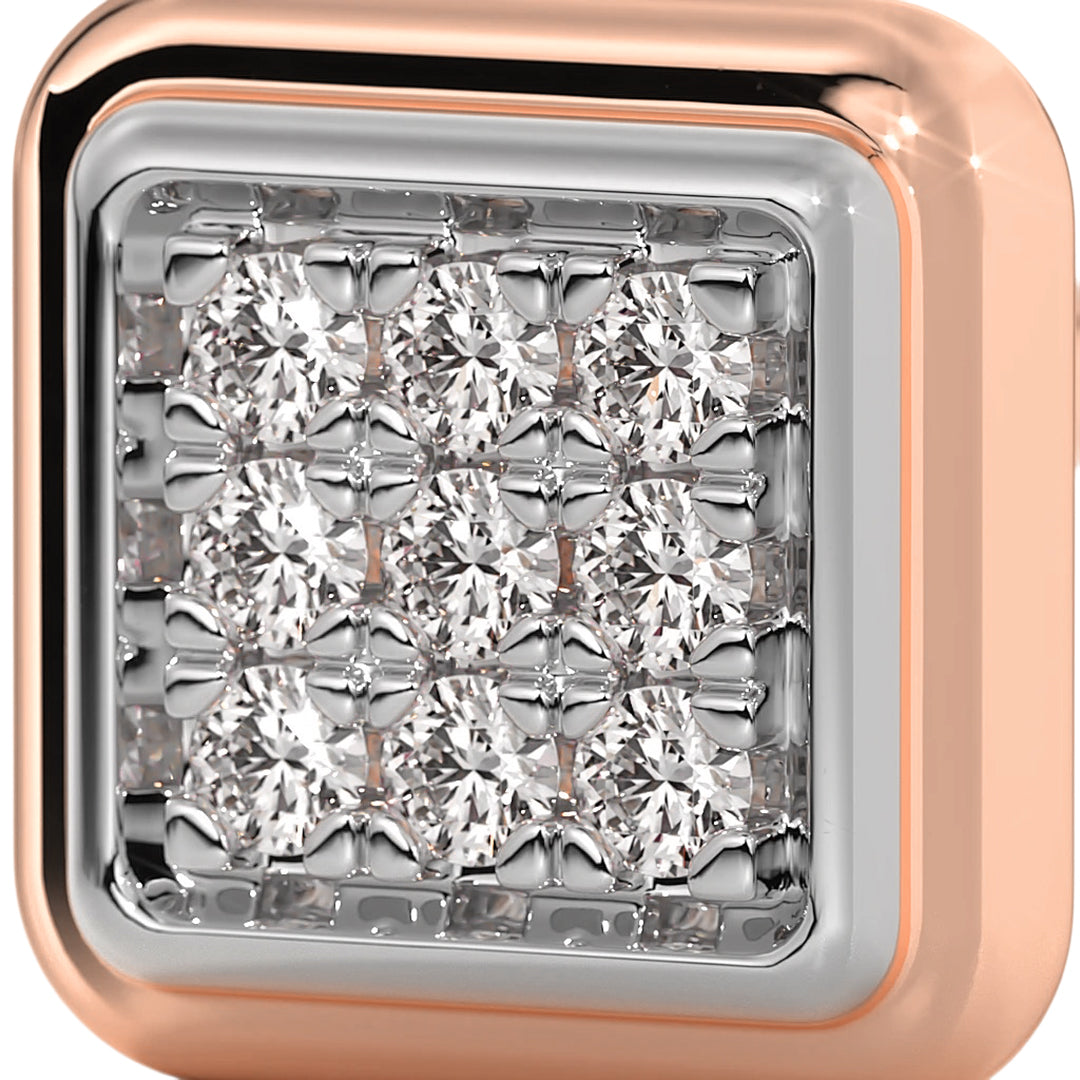 Square Diamond Cluster Stud Earrings in Gold