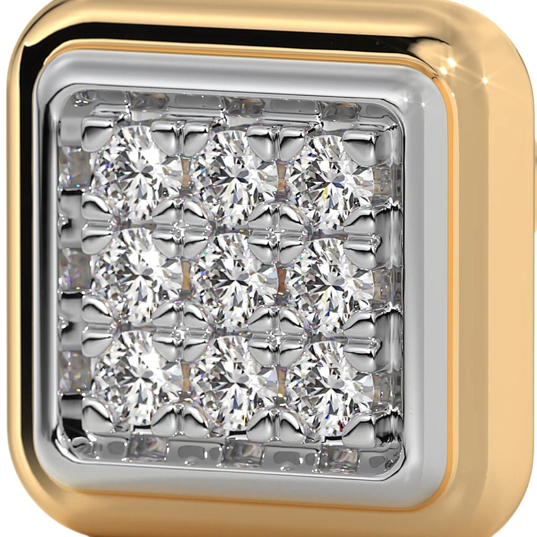 Square Diamond Cluster Stud Earrings in Gold