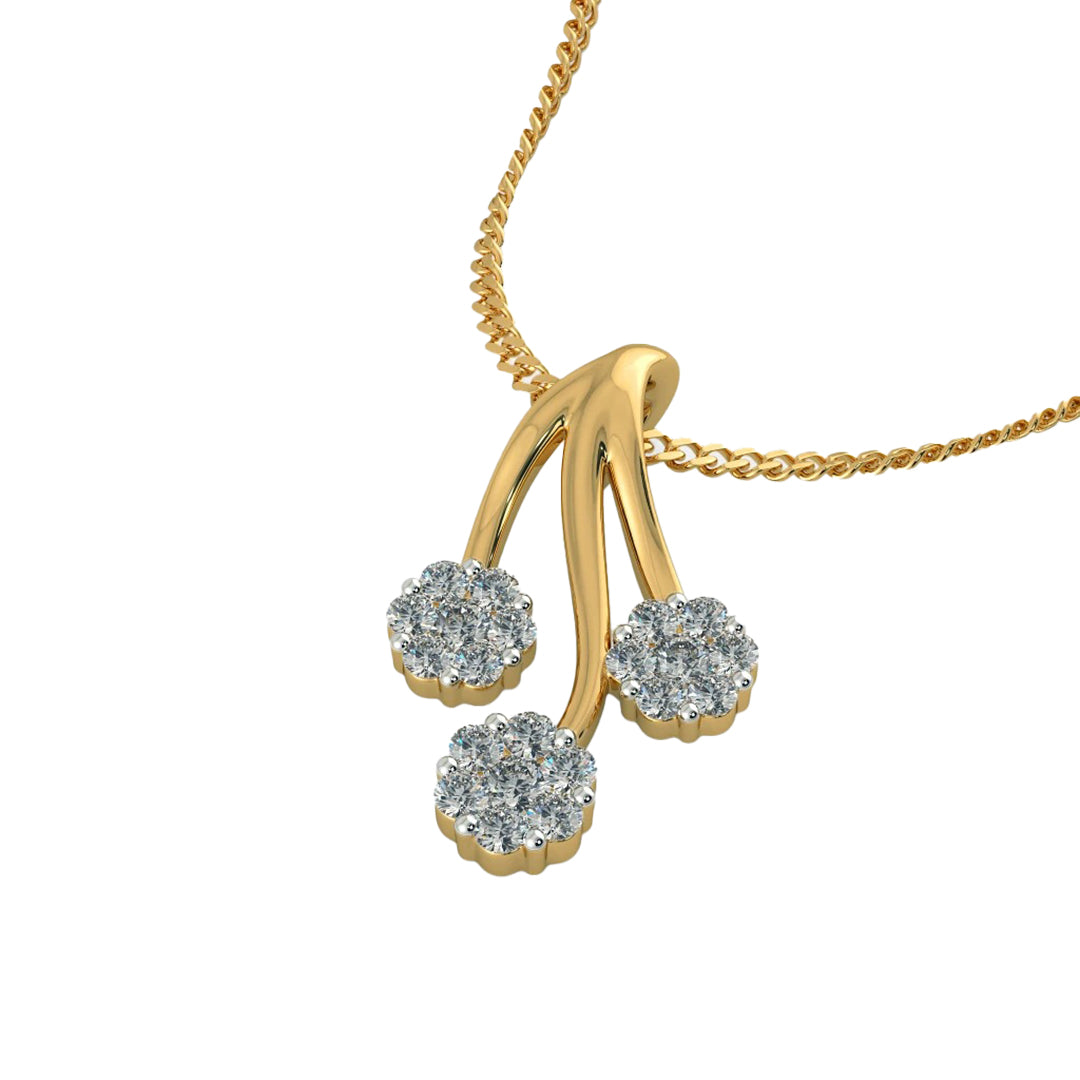 Triple Wonder Diamond Cluster Pendant in Gold