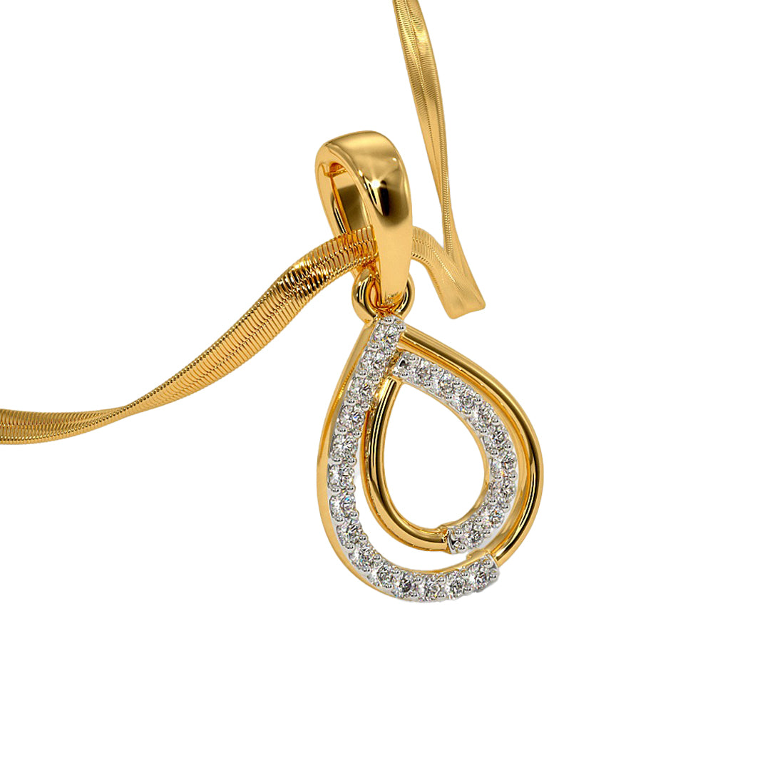 Double Teardrop Pave Diamond Pendant in Gold