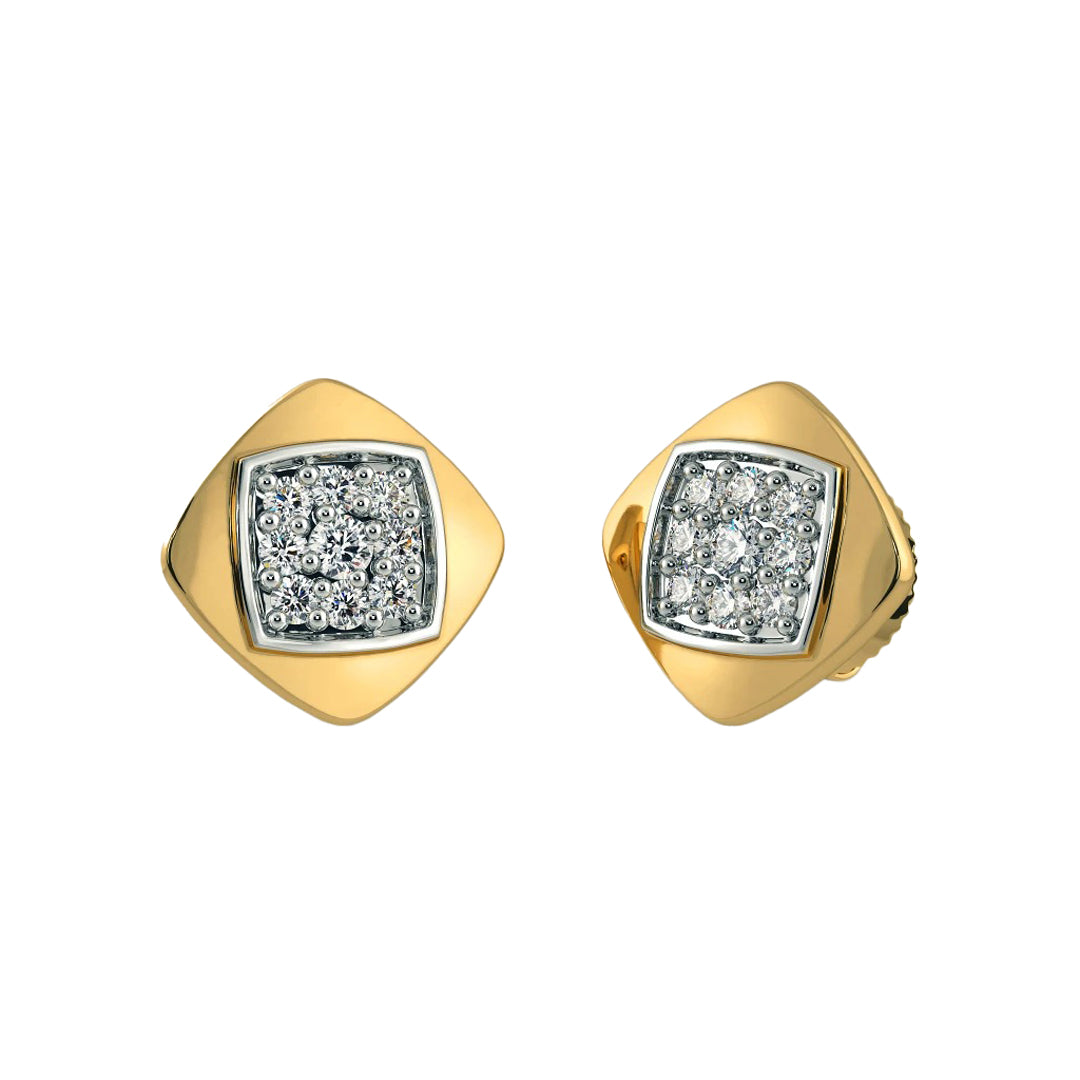 Diamond Solitaire Lariat Basel Stud Earrings in Gold