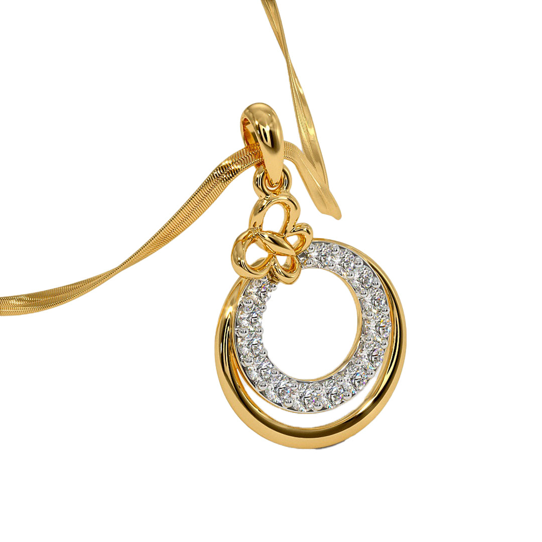 Interlocking Circle Pave Diamond Pendant in Gold