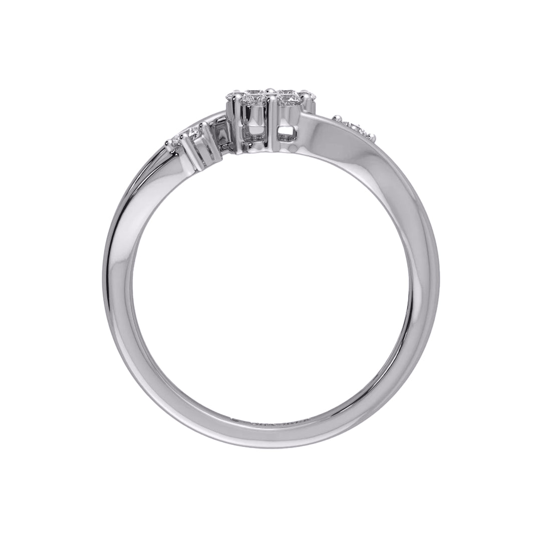 Sparkling Diamond Cluster Bypass Finger Ring in Gold