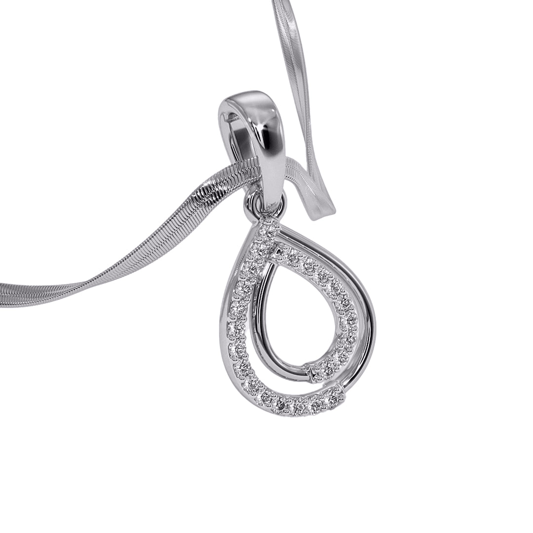 Double Teardrop Pave Diamond Pendant in Gold