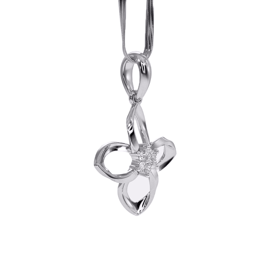 Twisted Gold Diamond Flower Motif Pendant in Gold