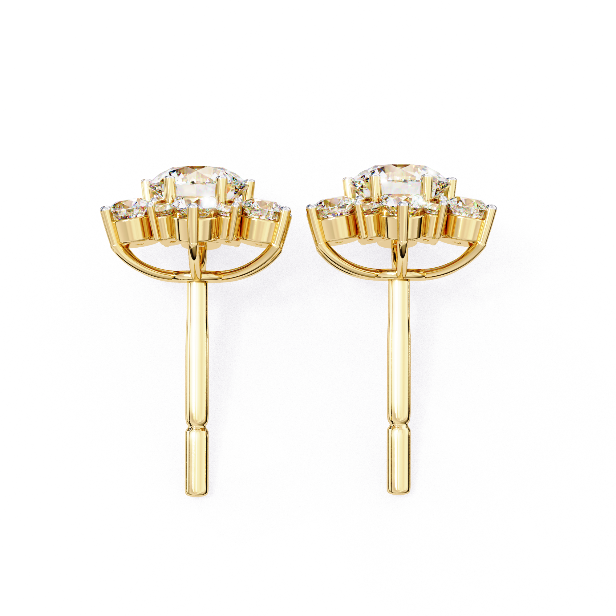 Floral Diamond Stud Earrings