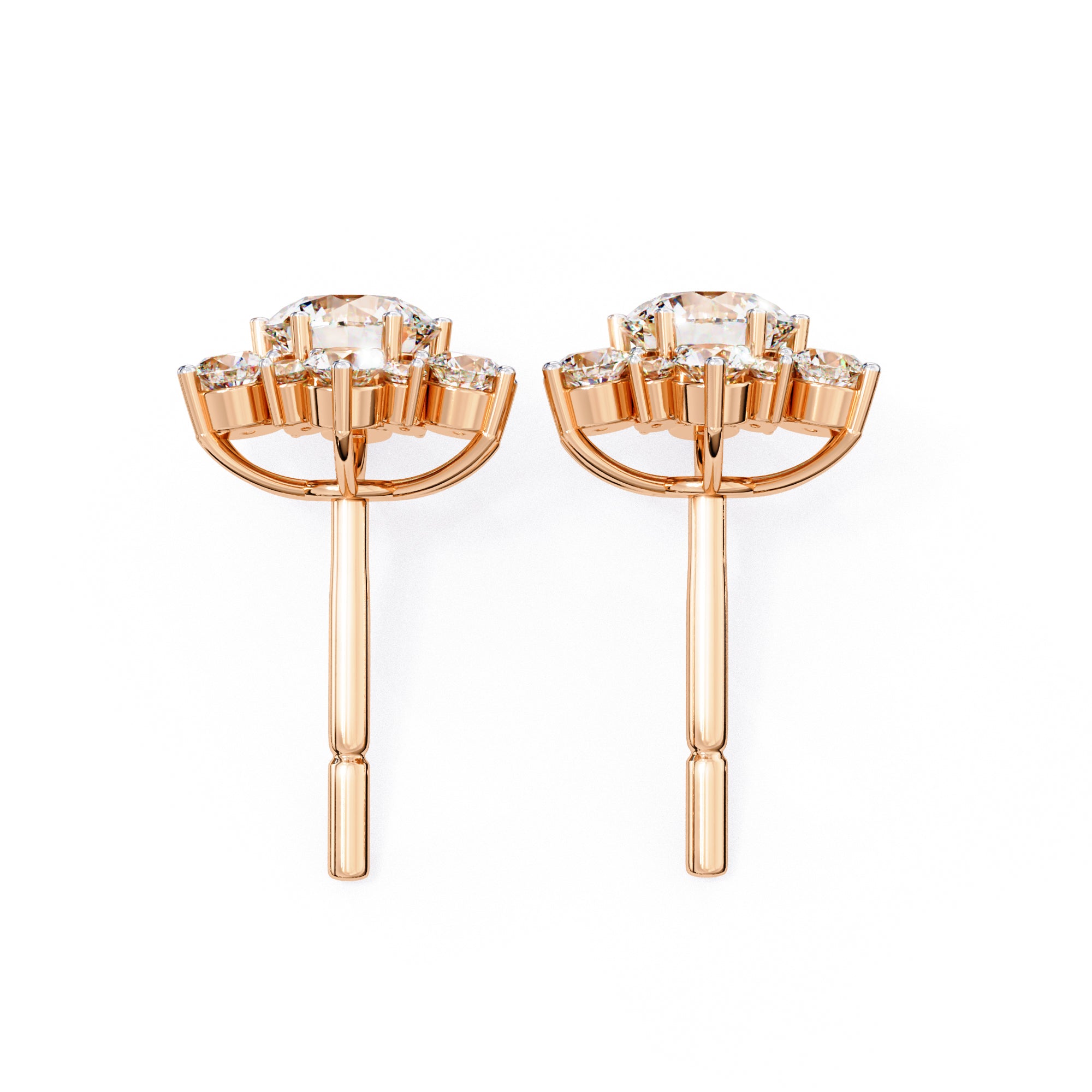 Floral Diamond Stud Earrings