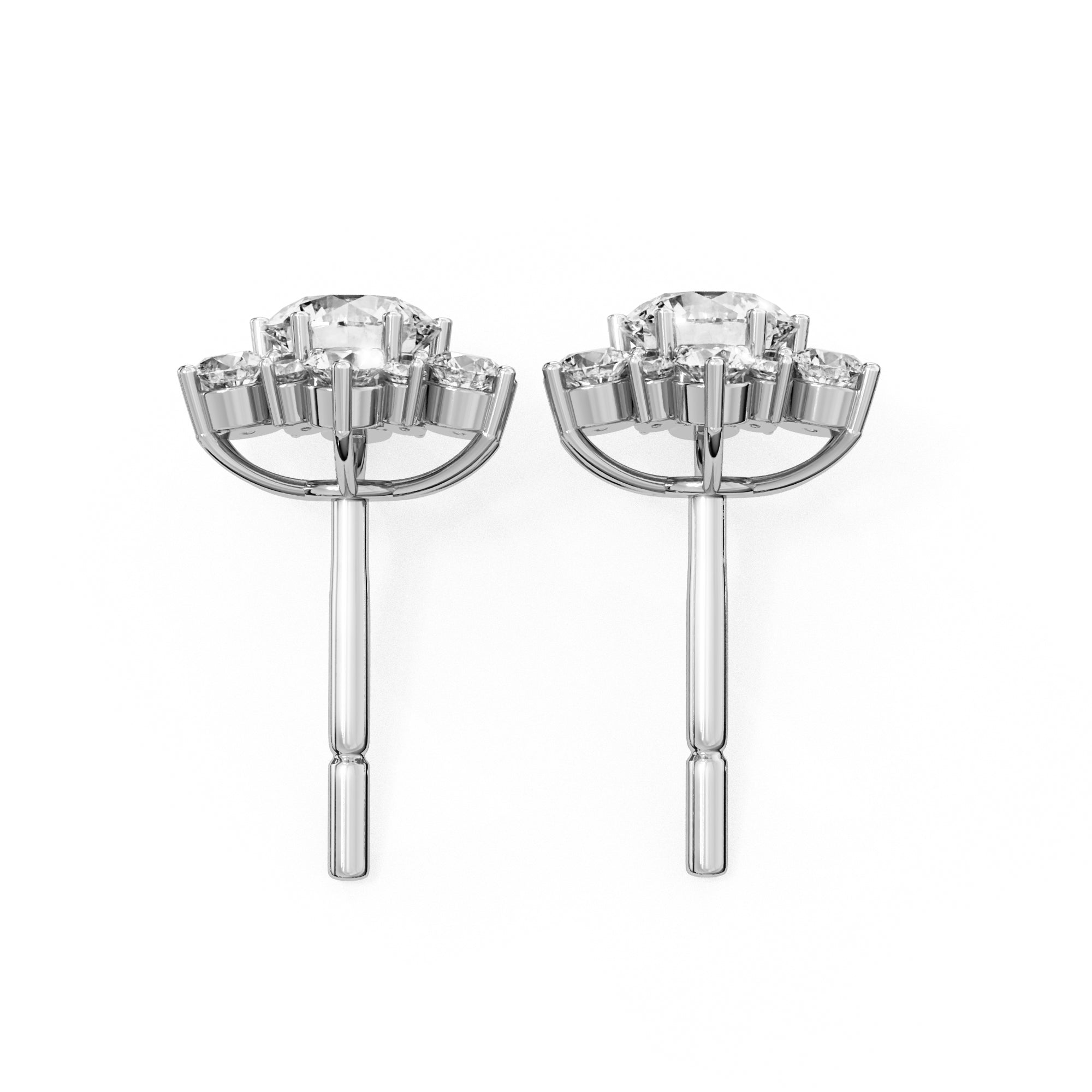 Floral Diamond Stud Earrings