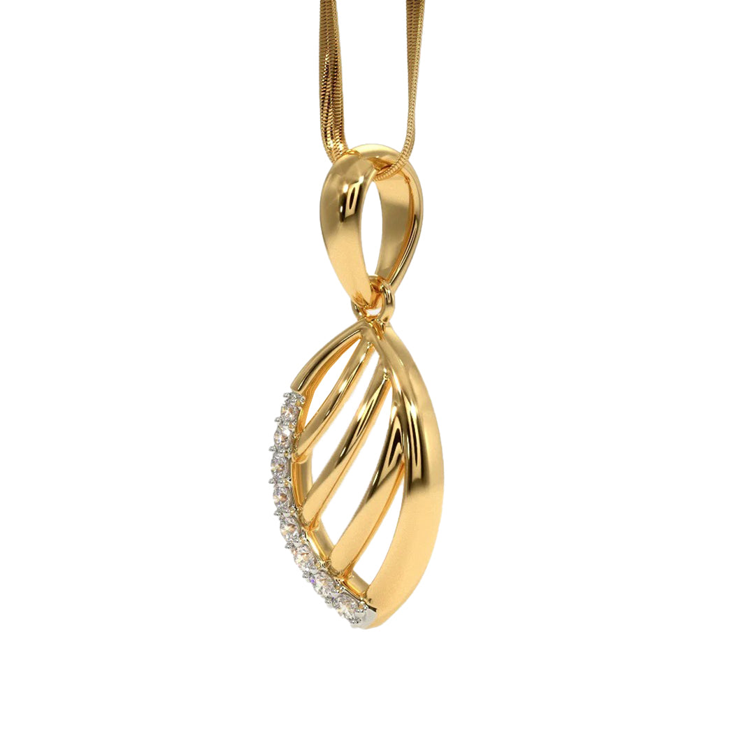 Diamond Accent Open Leaf Pendant in Gold