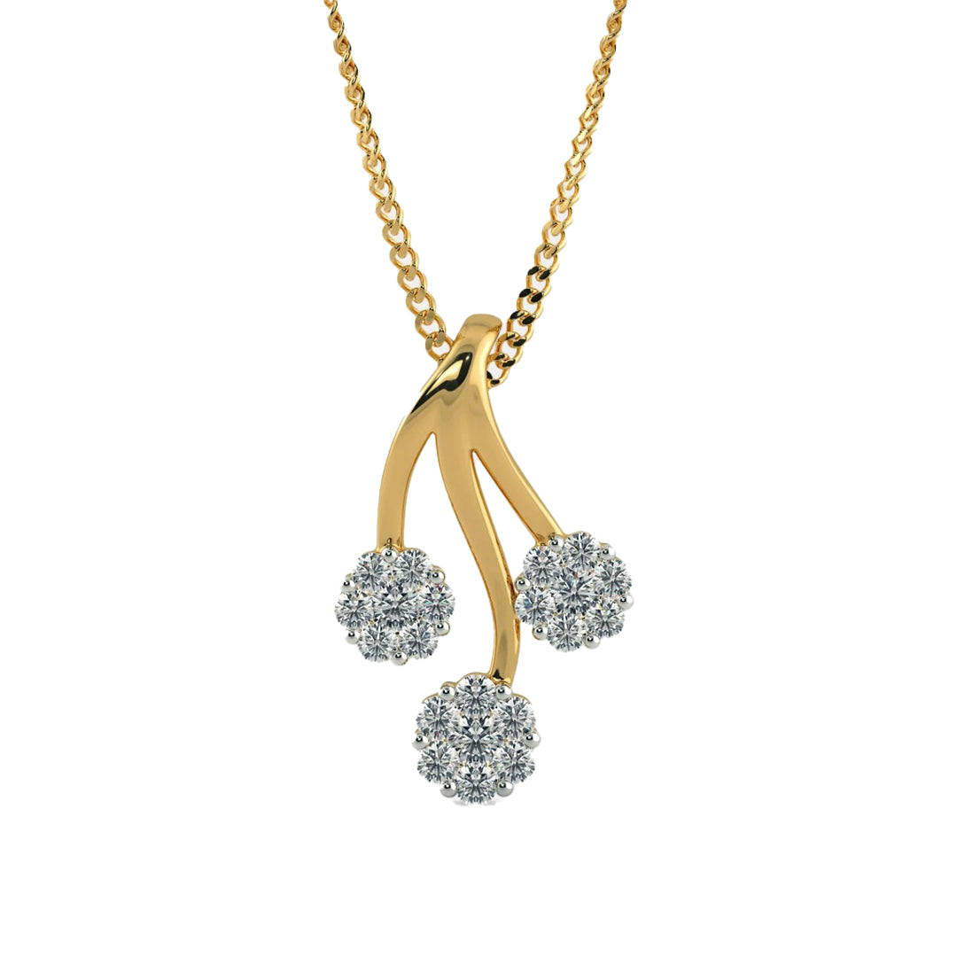Triple Wonder Diamond Cluster Pendant in Gold