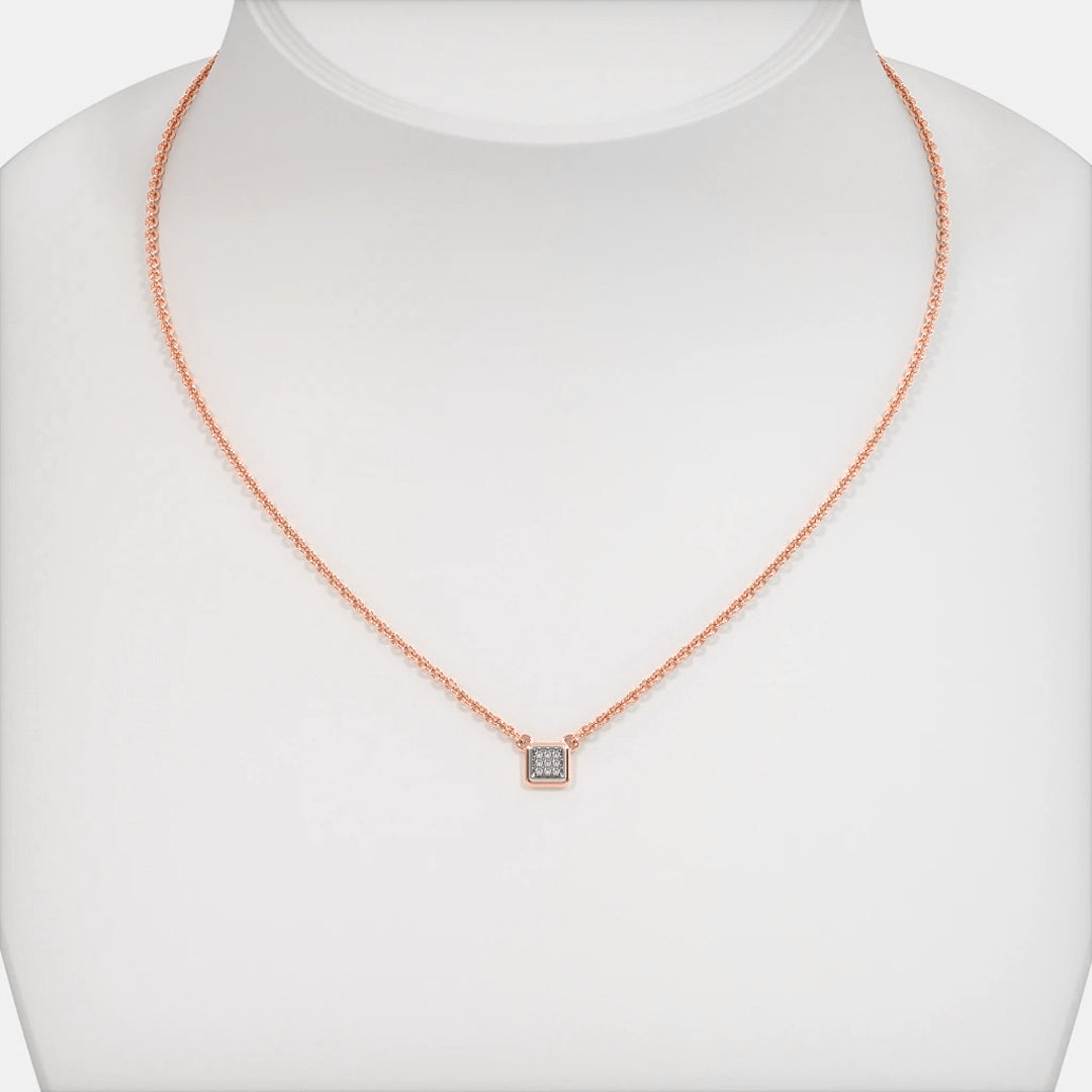 Square Diamond Cluster Pendant Necklace in Gold