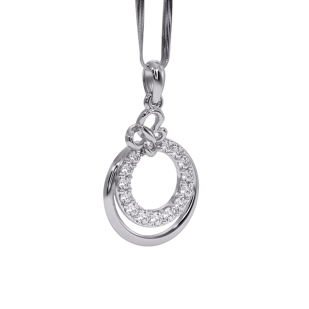 Interlocking Circle Pave Diamond Pendant in Gold