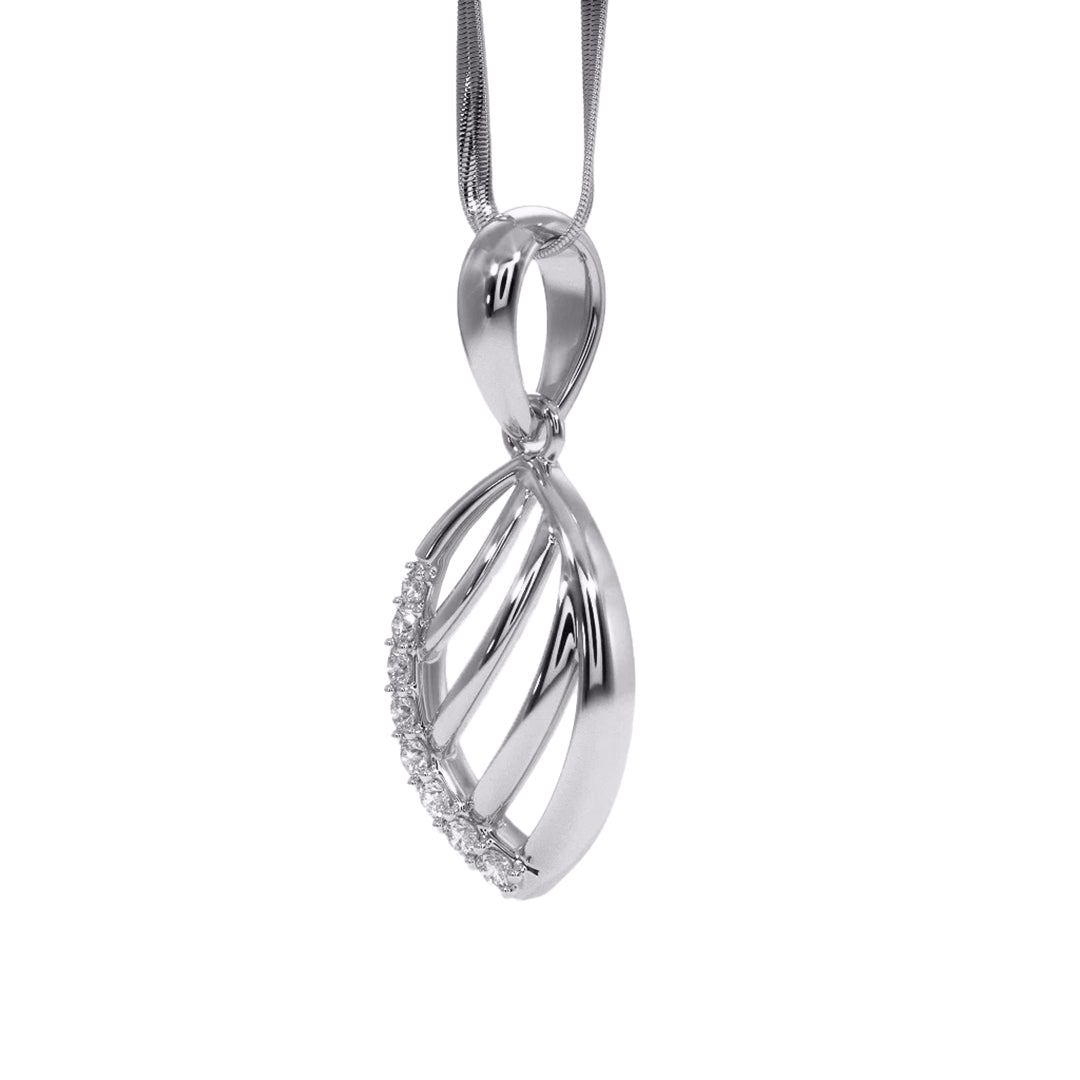 Diamond Accent Open Leaf Pendant in Gold