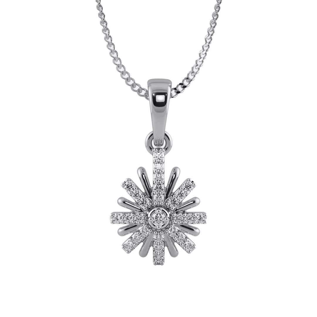 Diamond Cluster Starburst Flower Pendant in Gold