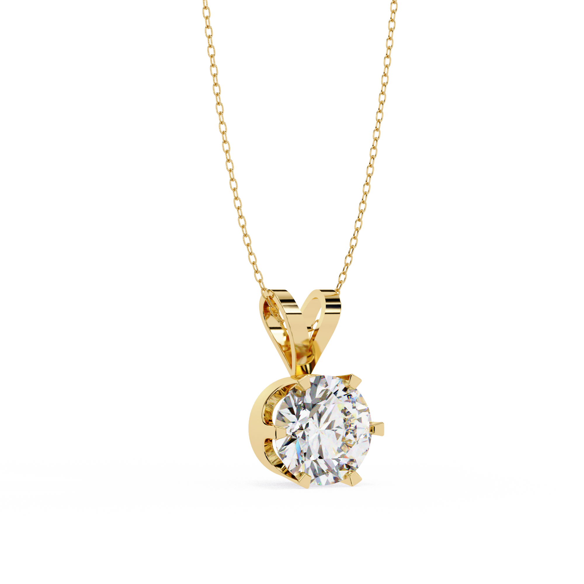 Gold Round Cut Half Bezel Set Diamond Pendant