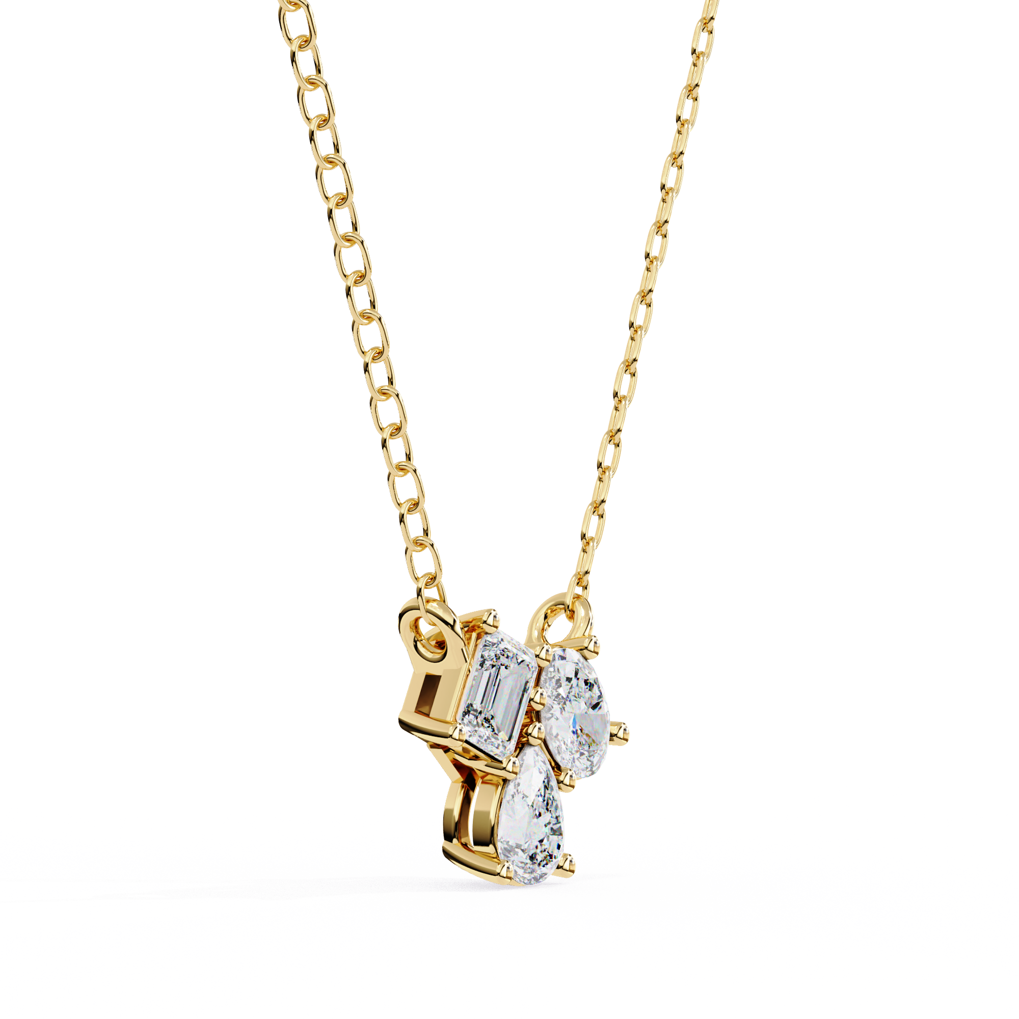 Multi-Cut Diamond Three-Stone Diamond Necklace