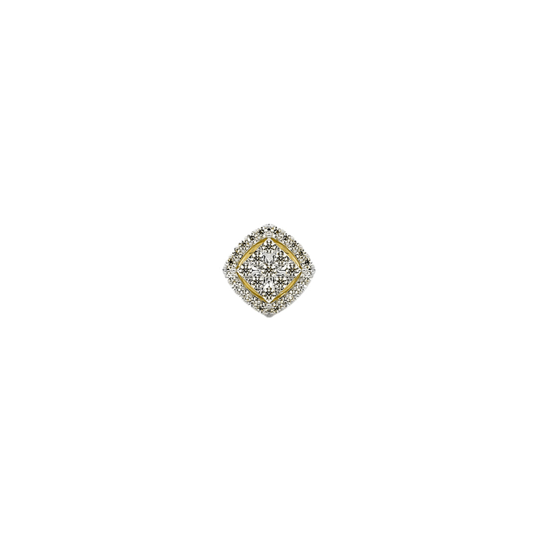 Round Diamond Cushion Shape Halo Stud Earrings in Gold