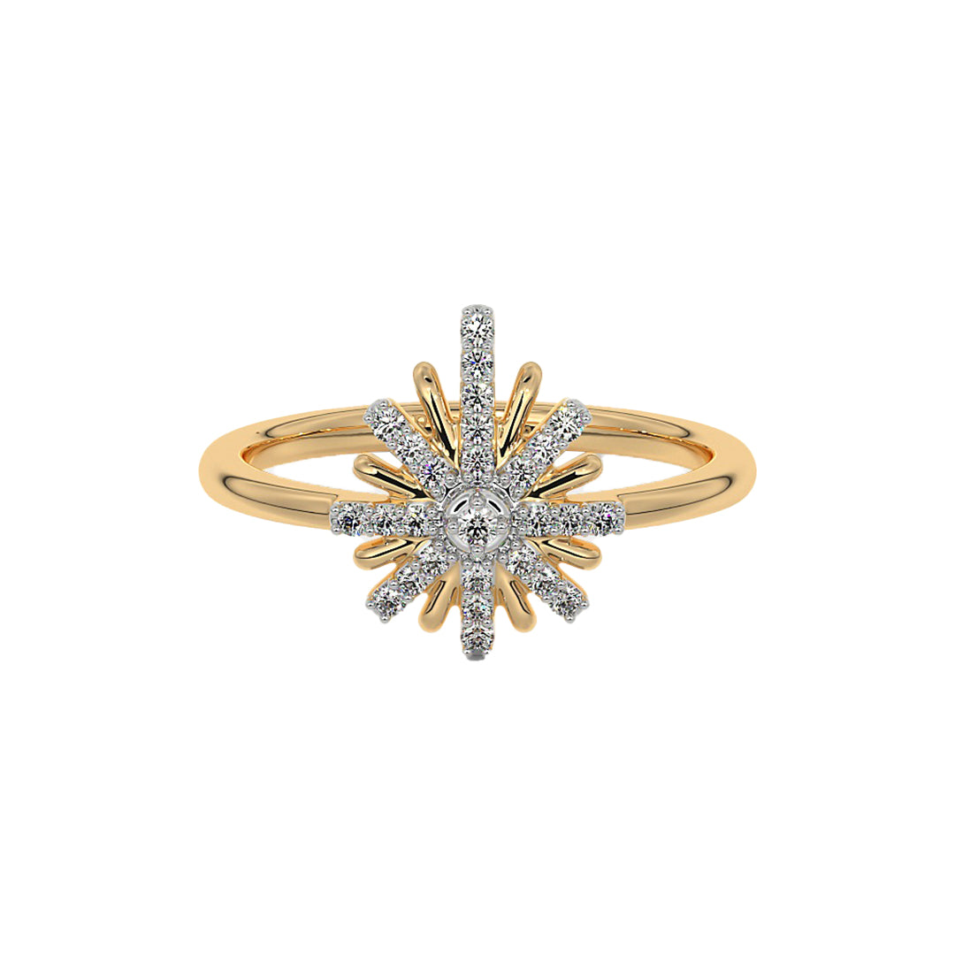 Diamond Cluster Starburst Flower Ring in Gold