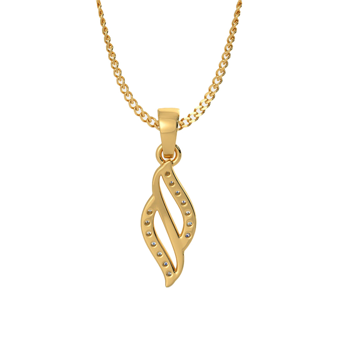 Flowing Wave Diamond Accent Pendant in Gold