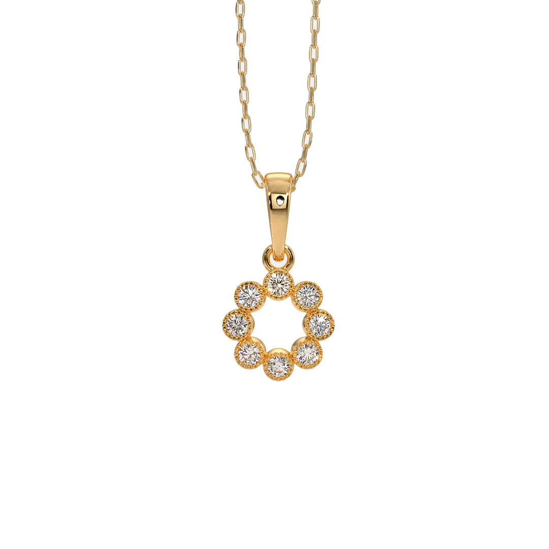 The Dainty Halo Diamond Circle Pendant in Gold