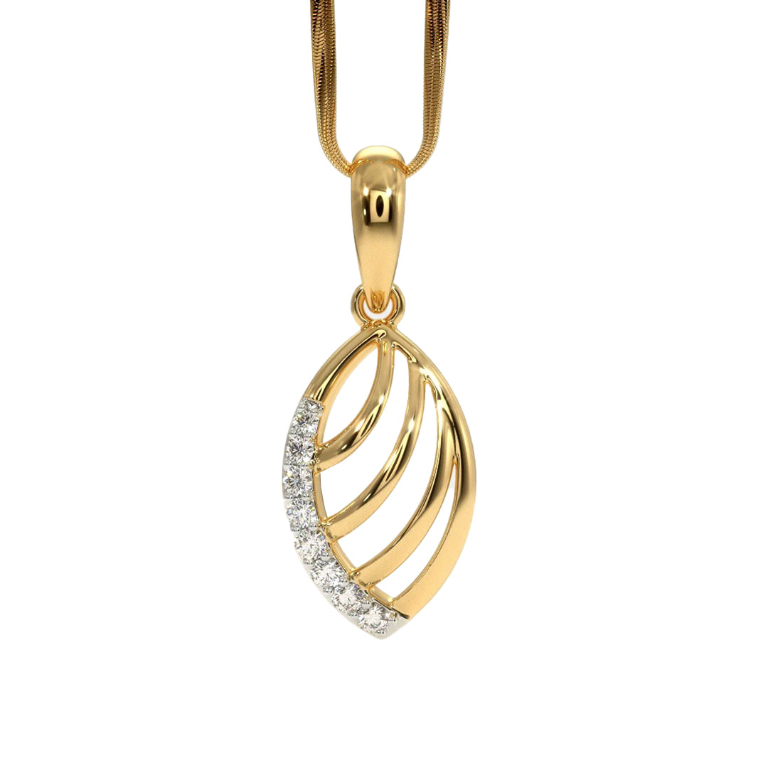 Diamond Accent Open Leaf Pendant in Gold