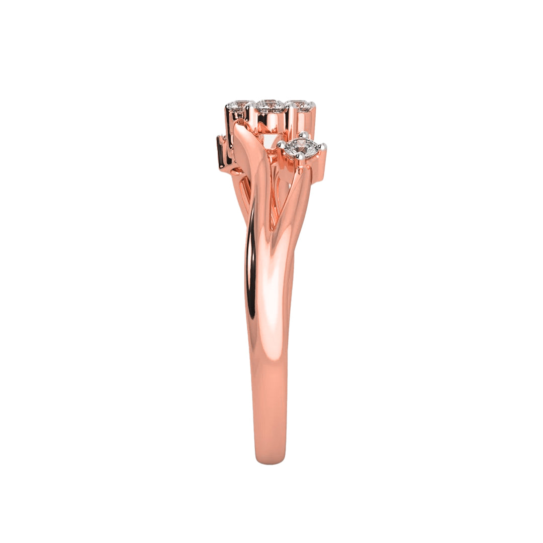 Sparkling Diamond Cluster Bypass Finger Ring in Gold