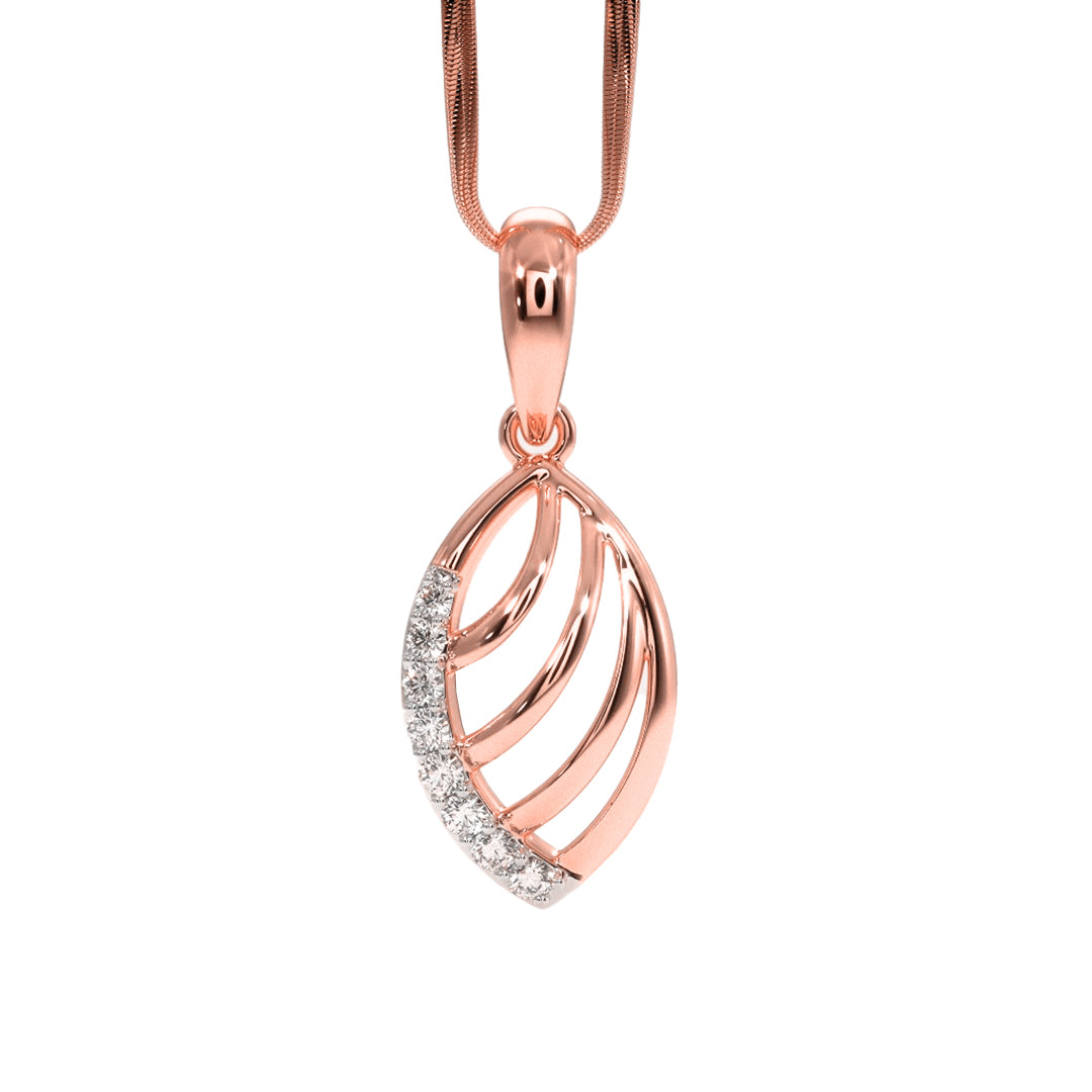 Diamond Accent Open Leaf Pendant in Gold