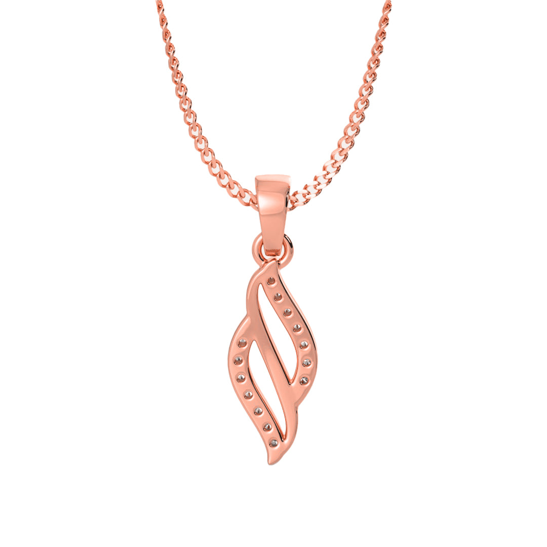 Flowing Wave Diamond Accent Pendant in Gold