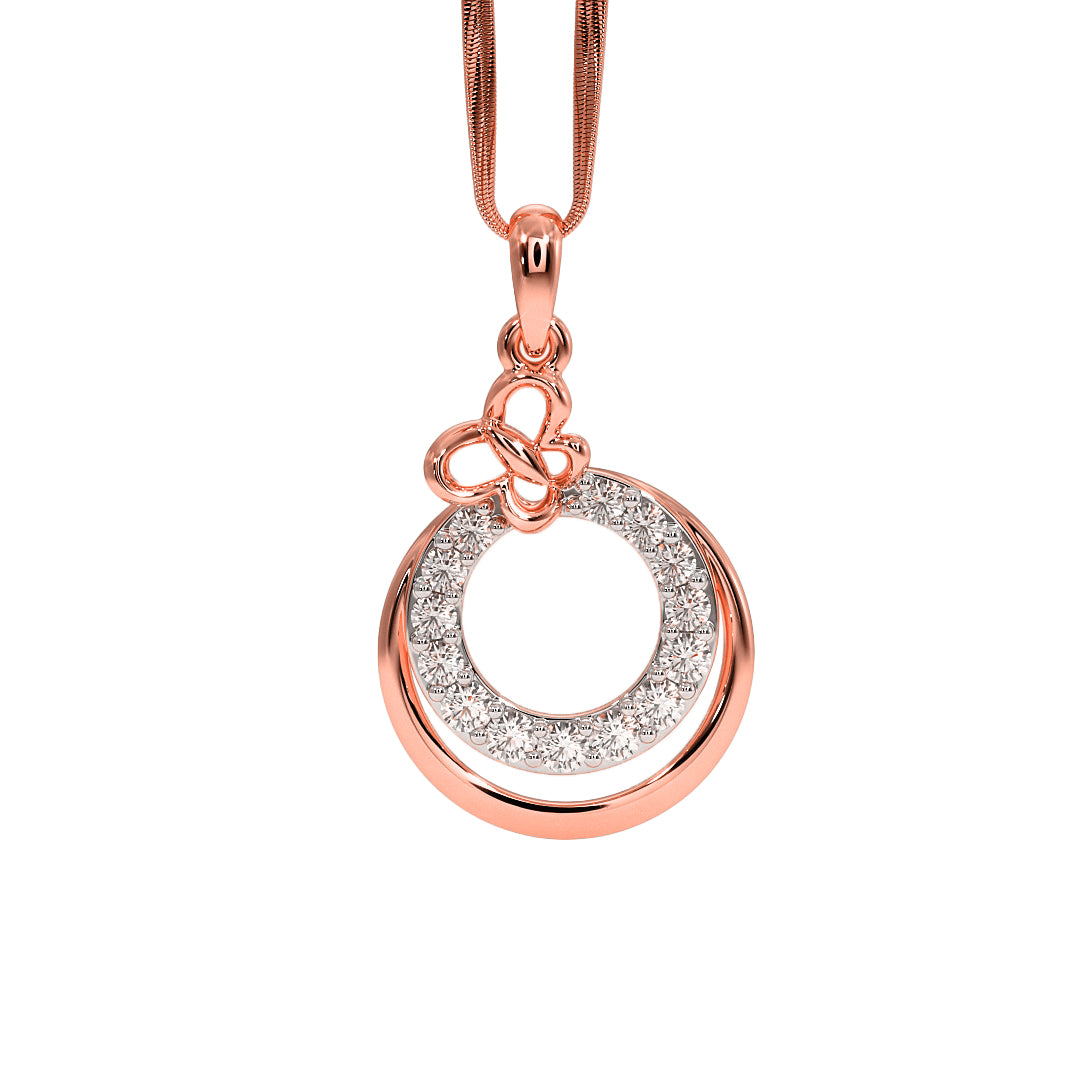 Interlocking Circle Pave Diamond Pendant in Gold
