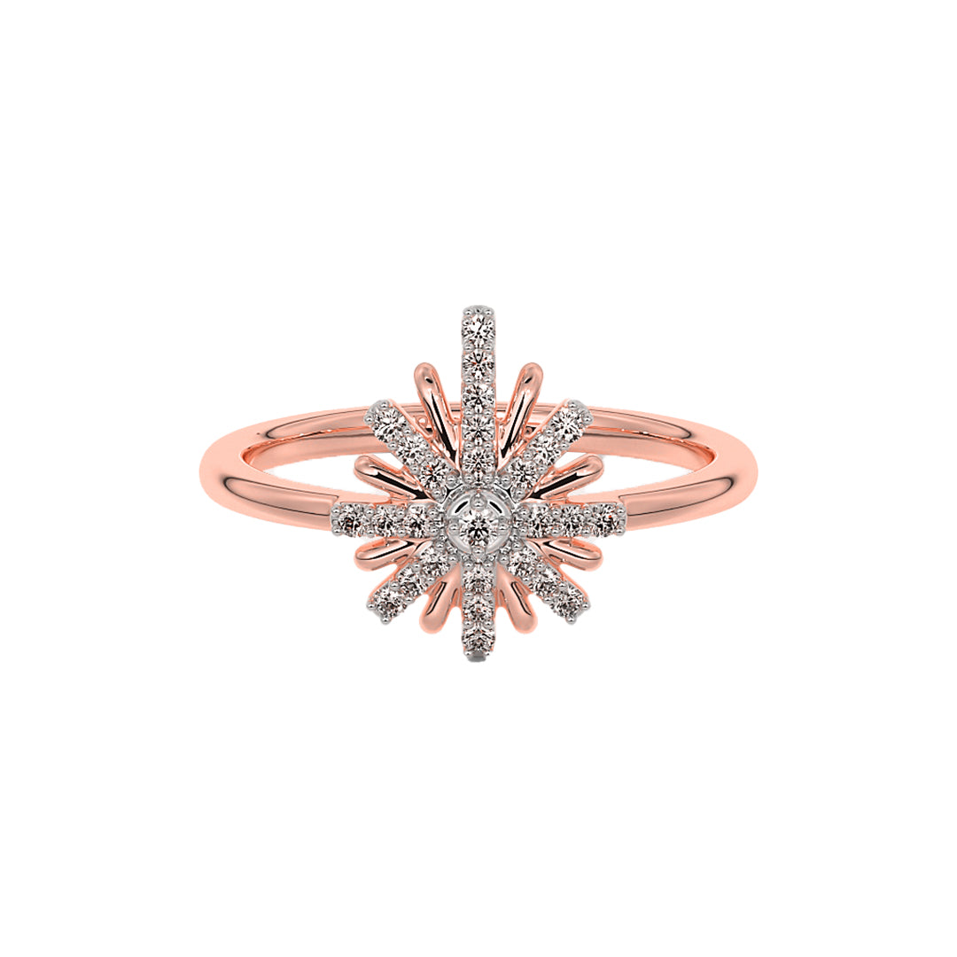 Diamond Cluster Starburst Flower Ring in Gold