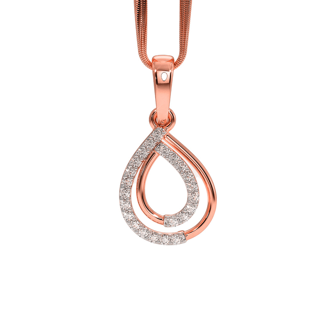 Double Teardrop Pave Diamond Pendant in Gold