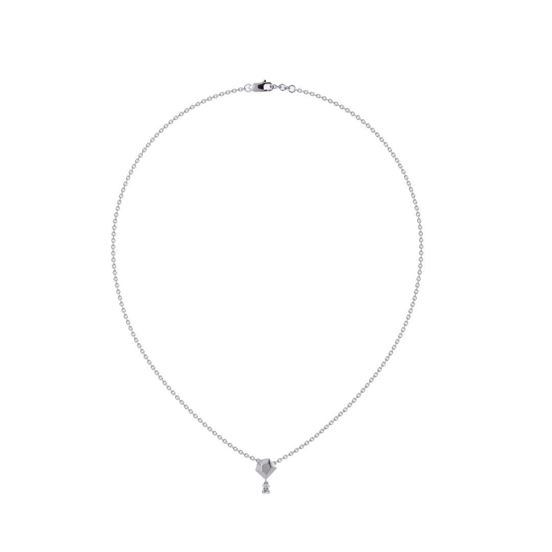 Geometric Round Diamond Solitaire Pendant Necklace in Gold