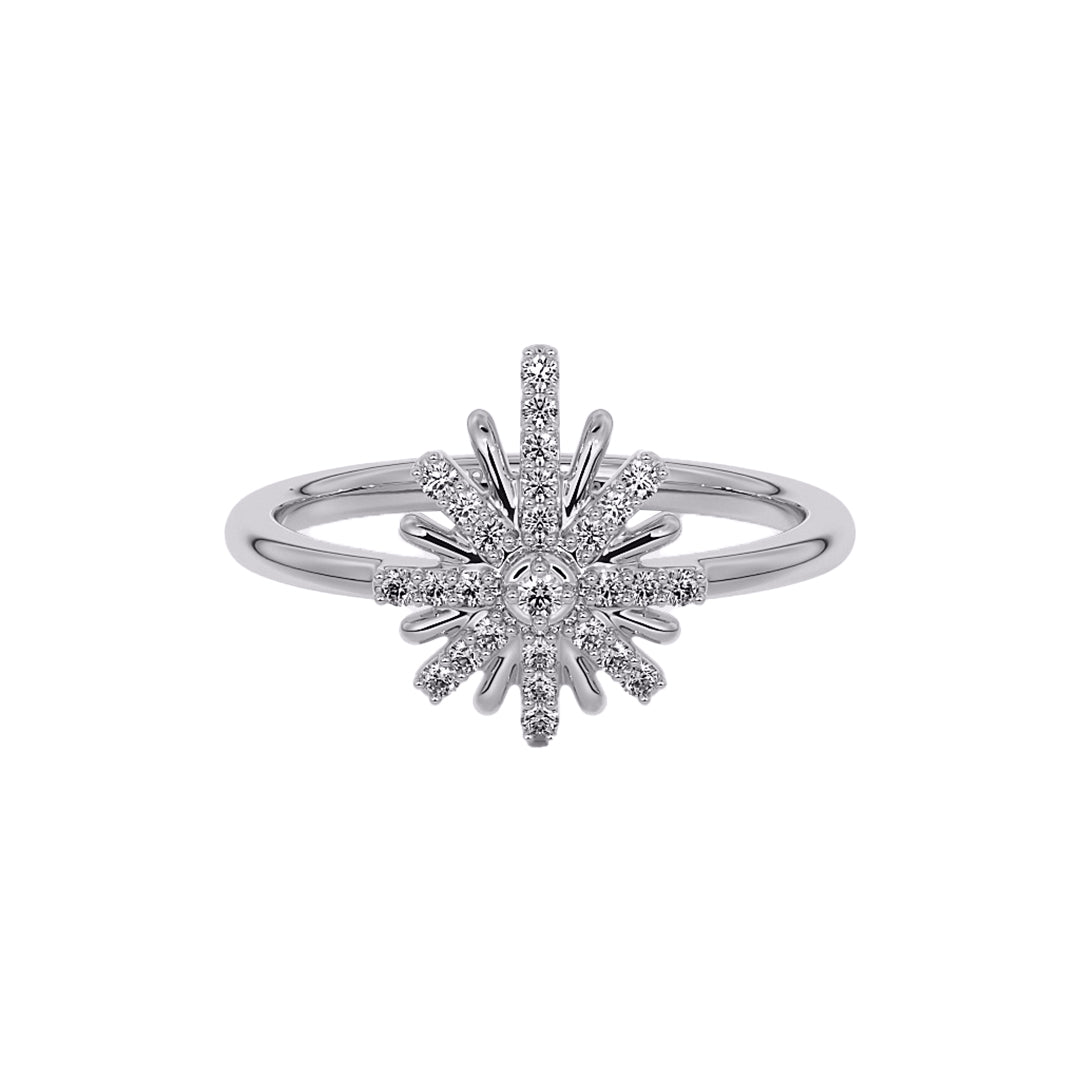 Diamond Cluster Starburst Flower Ring in Gold