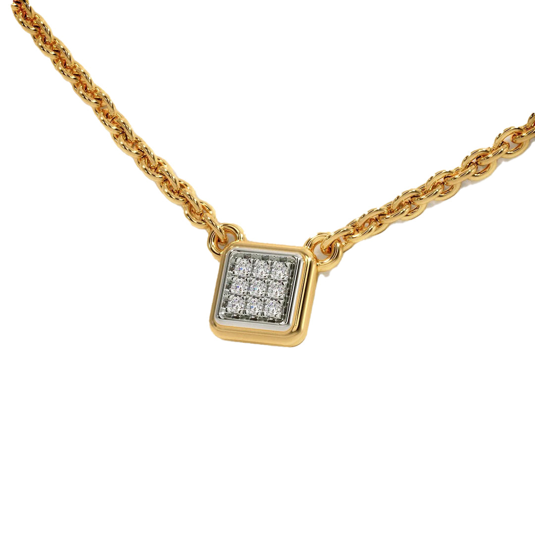 Square Diamond Cluster Pendant Necklace in Gold