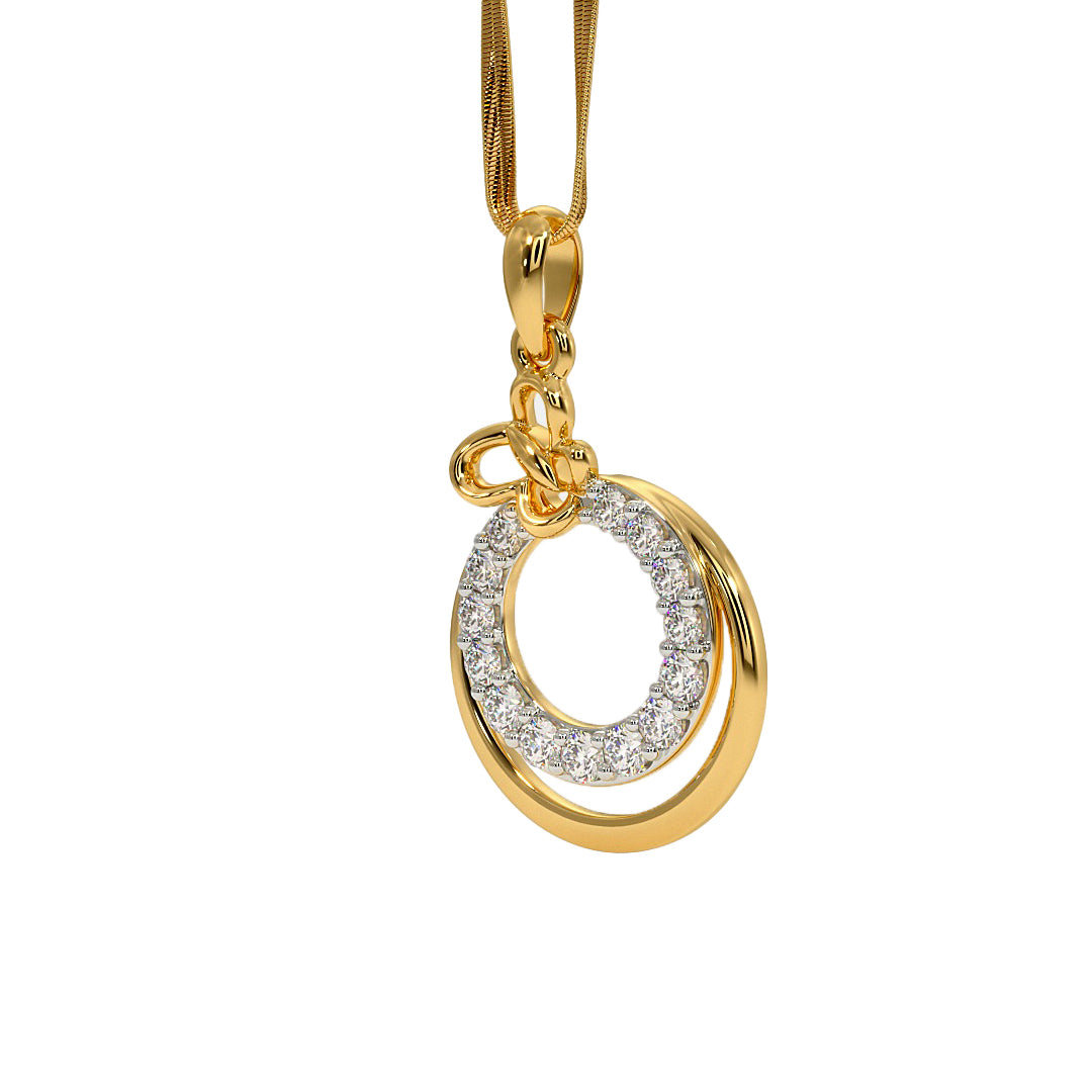 Interlocking Circle Pave Diamond Pendant in Gold