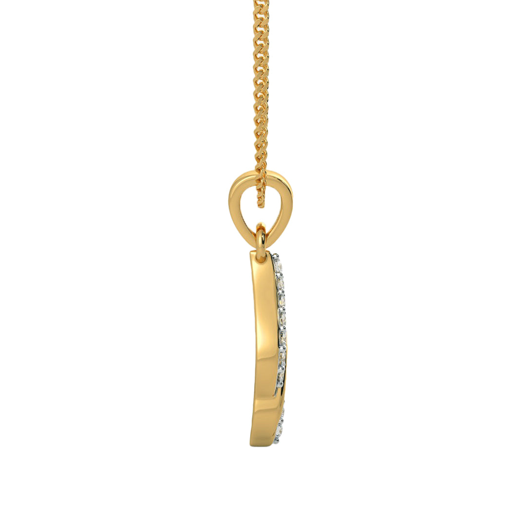 Flowing Wave Diamond Accent Pendant in Gold