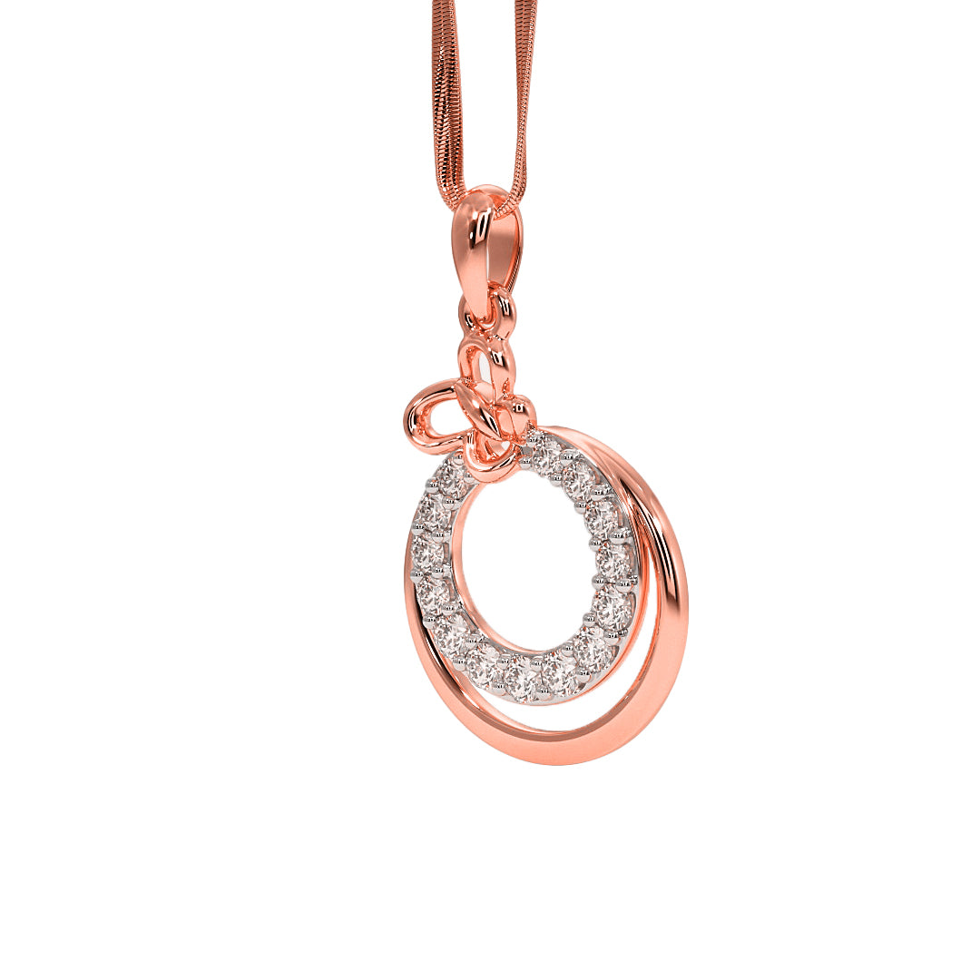 Interlocking Circle Pave Diamond Pendant in Gold