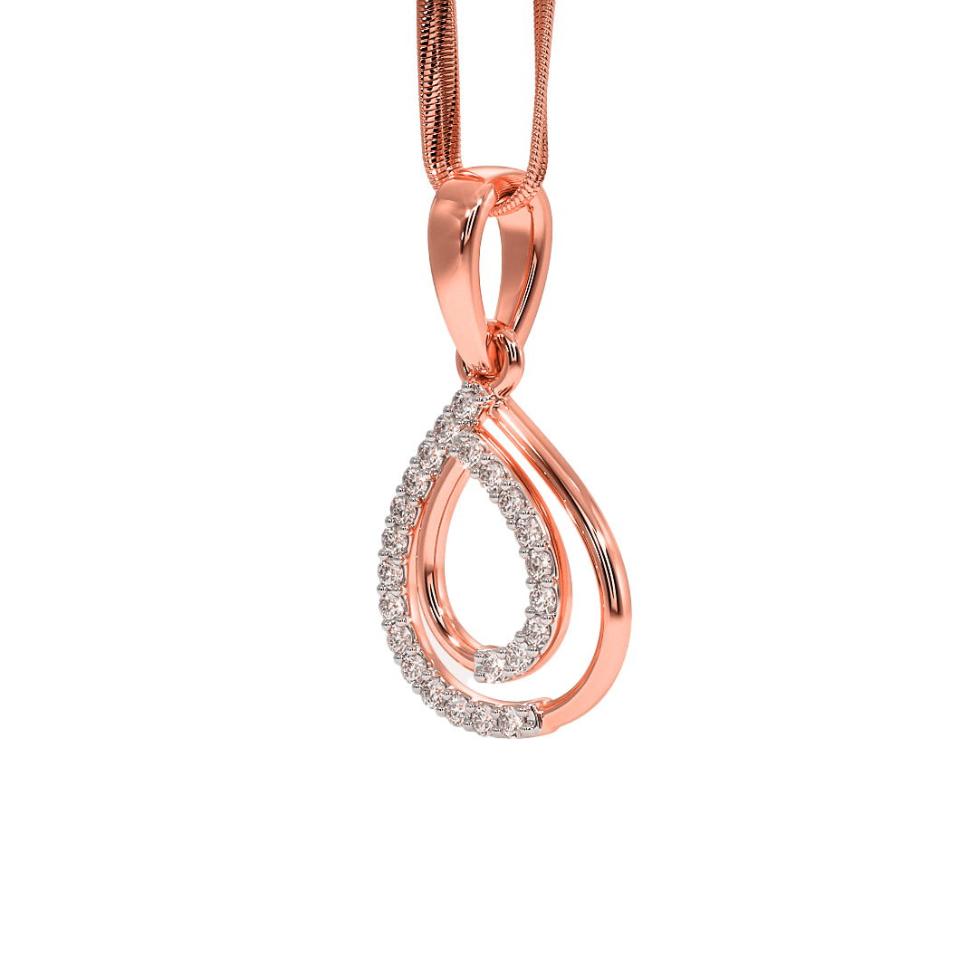 Double Teardrop Pave Diamond Pendant in Gold