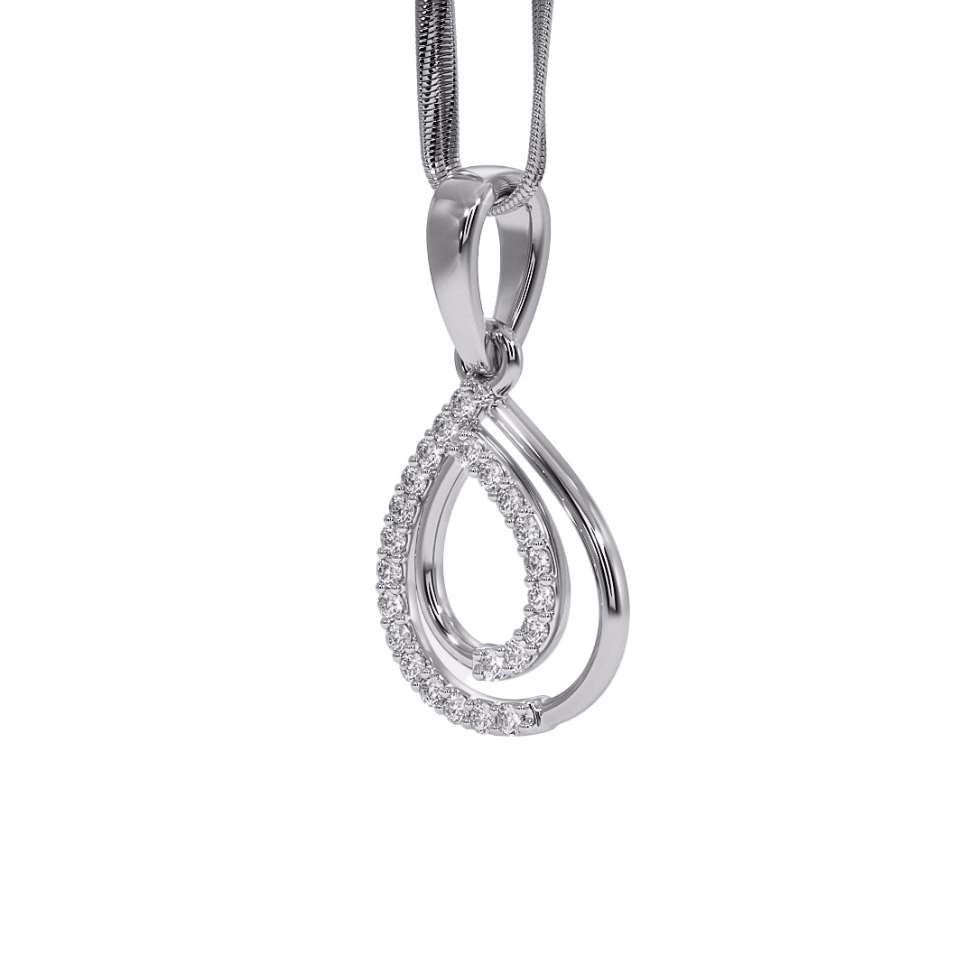 Double Teardrop Pave Diamond Pendant in Gold