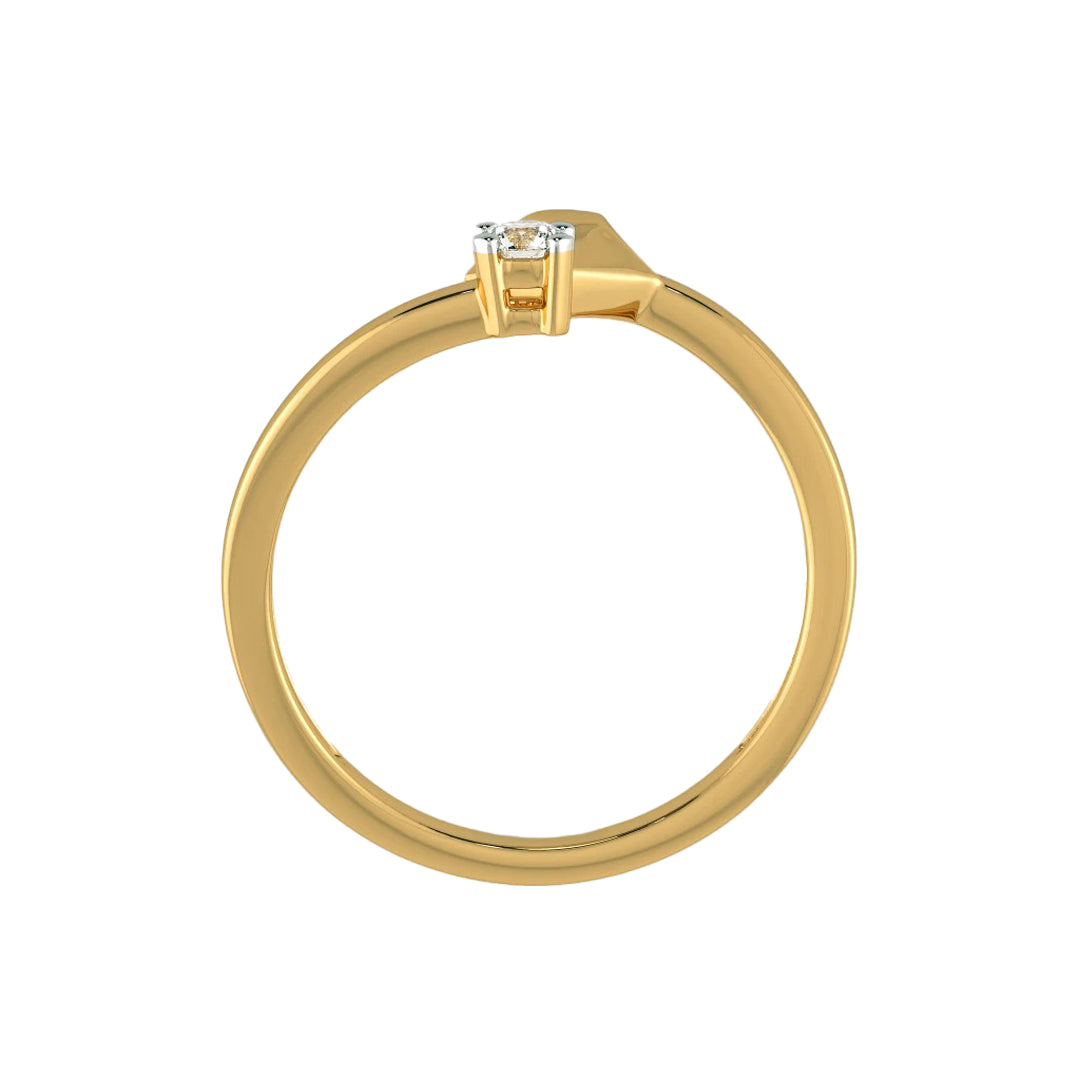 Geometric Diamond Solitaire Open Bypass Ring in Gold